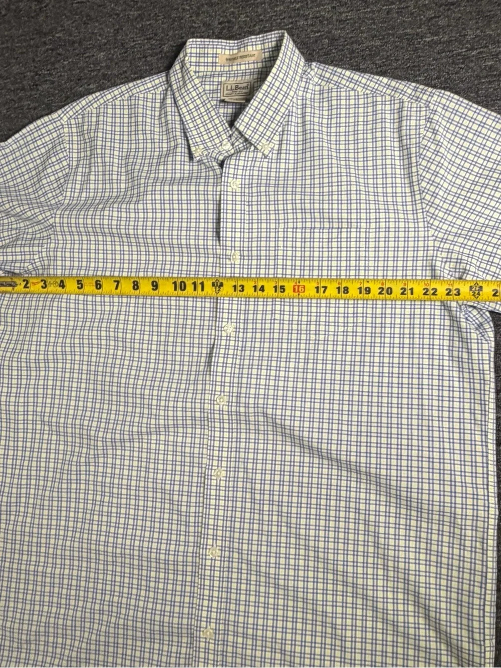 L.L. Bean Men’s Plaid Button-Down Shirt in White, Blue, and Light Green